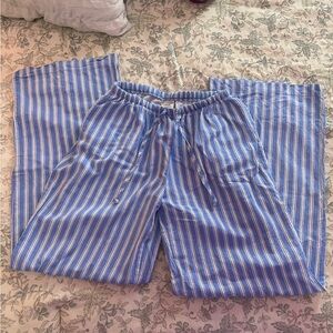 Blue Striped Straight leg Pants